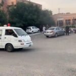 Police and security personnel conduct a search operation following a terrorist attack in Karak district that claimed the lives of four police officials.
