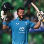 Ben Duckett celebrates his career-best 167 against Sri Lanka at Gaddafi Stadium