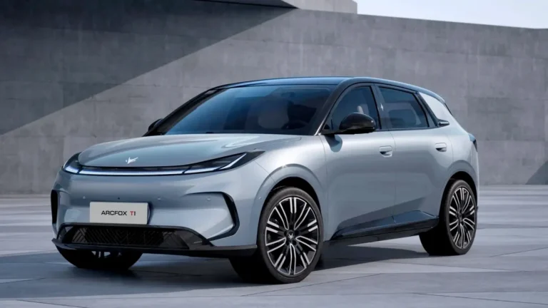 BAIC ArcFox T1 compact electric vehicle in Pakistan with 42.4kWh battery, 400km CLTC range and Level 2 ADAS features.