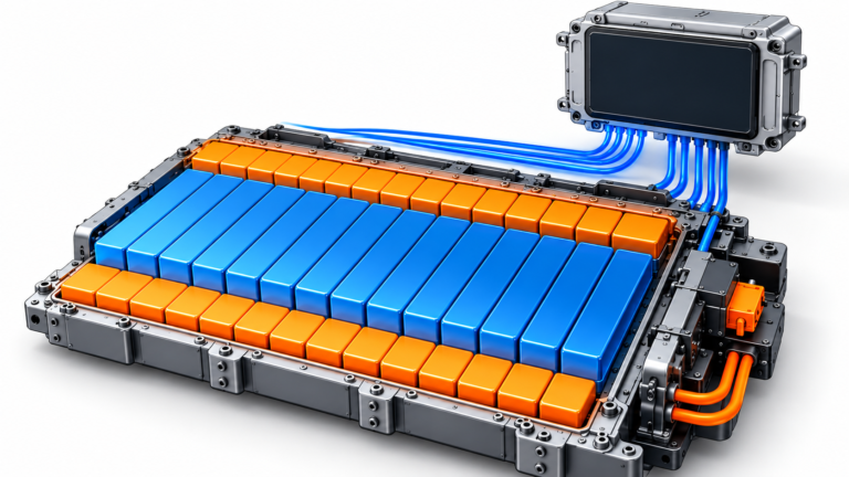 Electric vehicle battery pack illustrating the difference between gross and net battery capacity and its impact on driving range and charging.