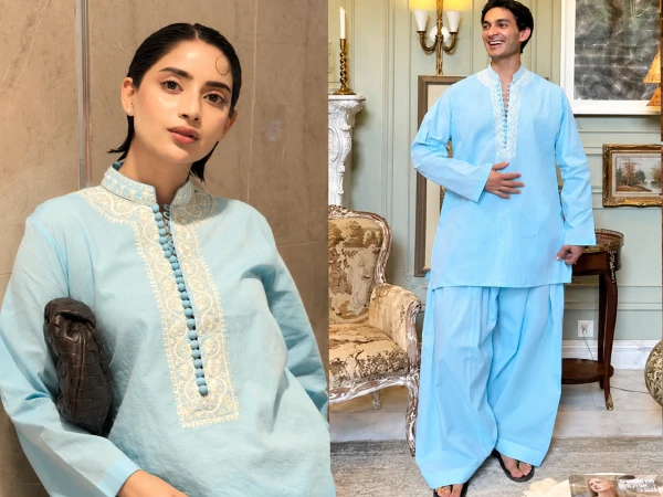 Saboor Aly’s Men’s Wear Look Sparks Reactions Pakistani actress Saboor Aly sparks social media reactions after wearing a sky-blue shalwar kameez from designer Mohsin Tauseeli’s men’s wear collection.