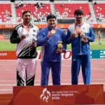 Haider Ali competes in the F37 discus throw at the Asian Para Games in Nagoya.