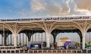 King Khalid International Airport in Riyadh after a deadly attack as Houthis warn airlines and travellers to avoid Saudi airports and airspace.